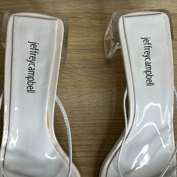 Jeffrey Campbell Lucite Heel Strappy Sandals Open Toe White Size 7 - Picture 4 of 8
